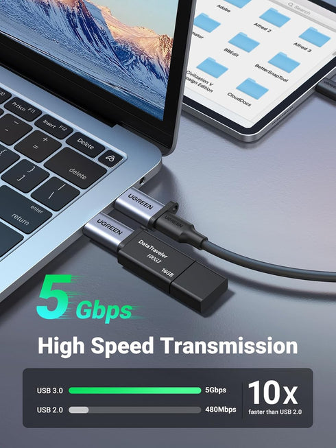 UGREEN USB C Female to USB Male Adapter 2 Pack, Type C to USB A Charger Cable Converter Compatible with Apple Watch iPhone 15 14 13 AirPods 3 MacBook Samsung Galaxy Note Google Pixel etc Gray
