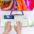 MARVO 2.4G 6 Wireless Keyboard and Mouse Combo, Ergonomic Wireless Computer Keyboard with Phone Tablet Holder, Silent