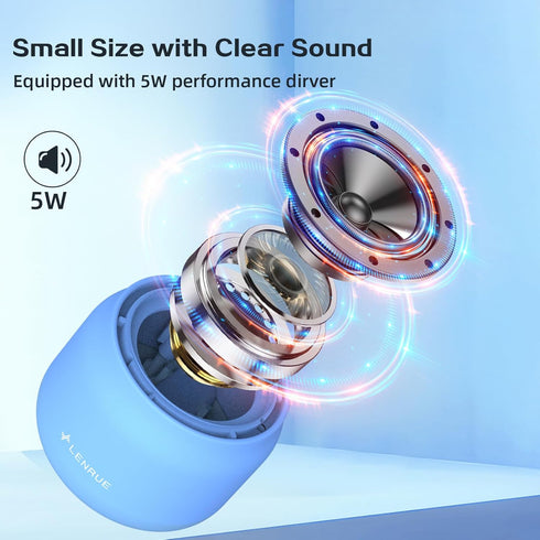 LENRUE Bluetooth Speaker,Small Portable Speakers,Mini Wireless Speaker with 5W Clear Sound,15H Playback Time,Gift for Men/Women/kids/boys/girls,Home and Outdoor Activities (Blue)