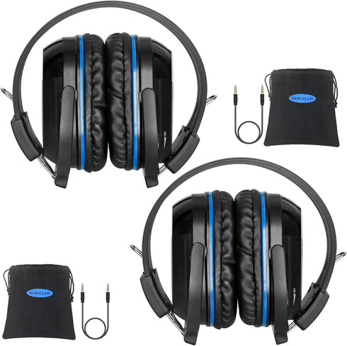 SIMOLIO IR Headphones for Car DVD System, Universal 2 Channel Wireless Infrared Car Headphone, Folding & Carry Pouch (2