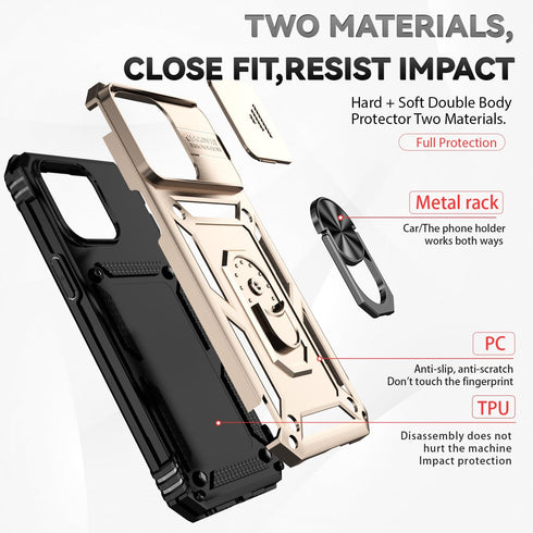 Hitaoyou iPhone 15 Pro Case with Camera Cover & Kickstand, Military Grade Shockproof Heavy Duty Protective Case