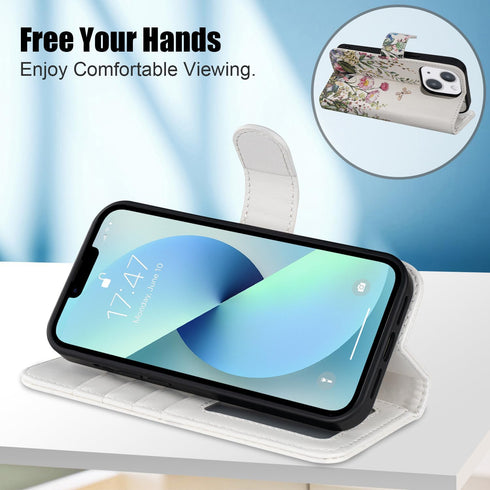 LUMARKE iPhone 13 Wallet Case - Detachable Flip Folio Cover, RFID Blocking 4 Card Slots, Premium Leather Kickstand