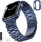 SUNFWR Stainless Steel Watch Band, Dark Blue 42mm/44mm for Apple Watch Series 9/8/7/6/5/4/3/2/1/SE, Adjustable
