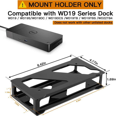Docking Station Mounting Stand for Dell WD19 Series Dock, Wall Mount and Under Desk Acrylic Holder