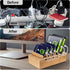 Bamboo Charging Station Organizer for Multiple Devices, Nightstand Bedside Desk Docking Charger for Laptops, Tablets,
