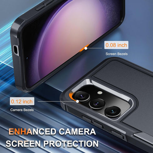 Full Body Heavy Duty Case for Samsung Galaxy S24 Plus, Shockproof Protective Cover with Lanyard Strap and Tempered Glass