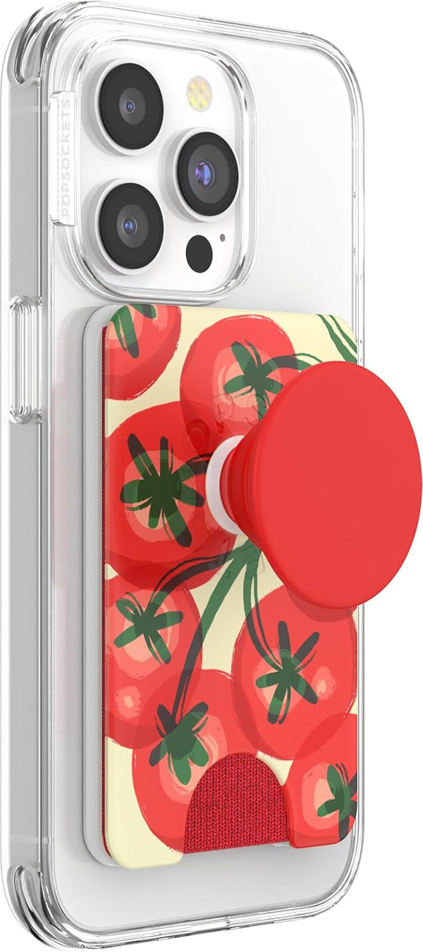 PopSockets Phone Wallet, Expanding Grip, Wireless Charging Compatible, Wallet for MagSafe - Campari