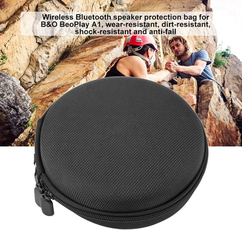 Bluetooth Speaker Bag Portable Full Bluetooth Speaker Storage Bag Case for A1with Carabiner for Transportation, Travelling, Outdoor Activities Black