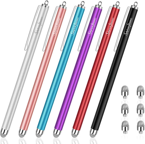 StylusHome Stylus Pens for Touch Screens, 6 Pcs, Capacitive Stylus Fiber Tips with 6 Extra Replaceable Tips for iPad