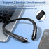 Retractable Bluetooth Headphones, Neckband Earbuds Wireless Headset, Noise Cancelling Stereo Earphones with Microphone