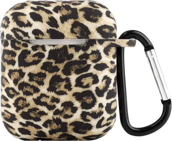 Seadream Silicone Leopard Pattern Protective Cover Case, Metal Keychain Compatible with Apple AirPods