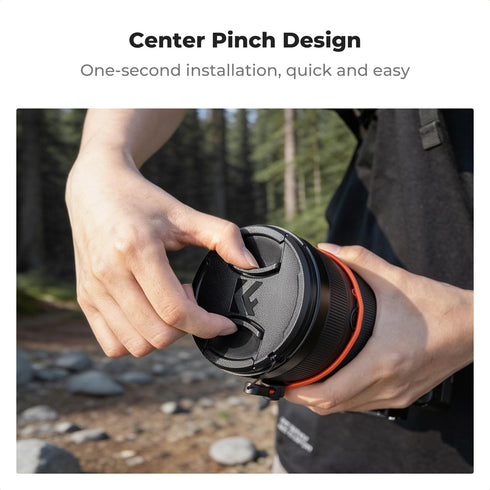 K&F CONCEPT 43mm 4-in-1 Pinch Lens Cap Cover, Center Lens Cover + Anti-Loss Keeper Leash + Microfiber Cleaning Cloth