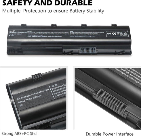 593553-001 593554-001 Extended Laptop Battery - MU06 MU09 for HP Pavilion G6 G7 G62 G72 G4 and more, 10.8V 5200mAh 6Cell