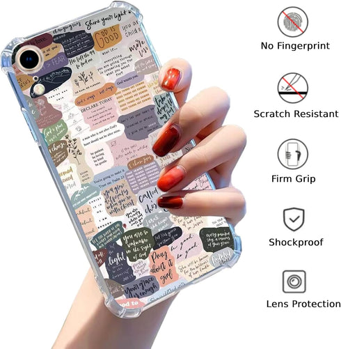 Bible Verses Aesthetic Case Compatible with iPhone XR, Cute Indie Christian Postive Quotes Case for iPhone XR for Teens Men and Women, Trendy Cool TPU Bumper Phone Case Cover