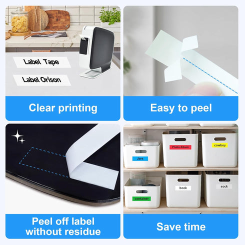 Label Orison Compatible with DYMO D1 Label Tape 45013, Black on White Refill for DYMO LabelManager, 1/2 Inch x 23 Feet