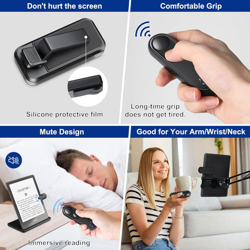 RF Remote Control Page Turner for Kindle Paperwhite Oasis Scribe Kobo, Clicker Accessories for iPhone, iPad, Android