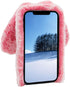 3D Bunny Ears Plush Case for iPod Touch 5/6/7, Winter Warm Handmade Bling Diamond Soft Cover, Pink