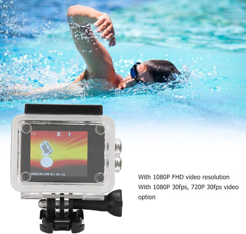 Waterproof Sports Camera - 2.0 Inch Action Camera, 4K 1080P Underwater Outdoor Sports Camera with 140 Degrees Wide