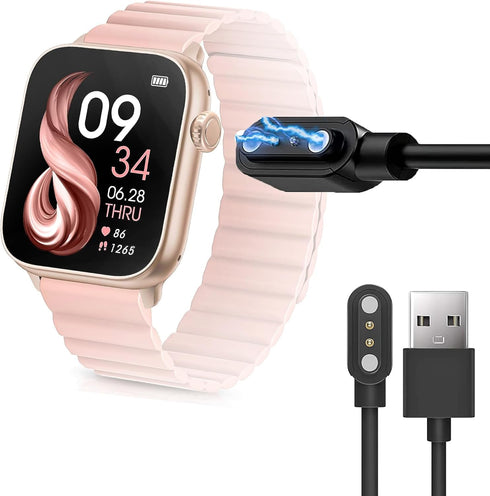 Compatible for AKUMAKA 209DK Smart Watches Charger, Magnetic USB Replacement Charging Cable Compatible with AKUMAKA 209DK 1.85'' Smart Watches (2 Pack-Black+Black)