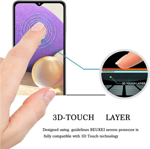 (3 Pack) Tempered Glass Screen Protector for Samsung Galaxy A32 5G, Touch Sensitive, Case Friendly, 9H Hardness