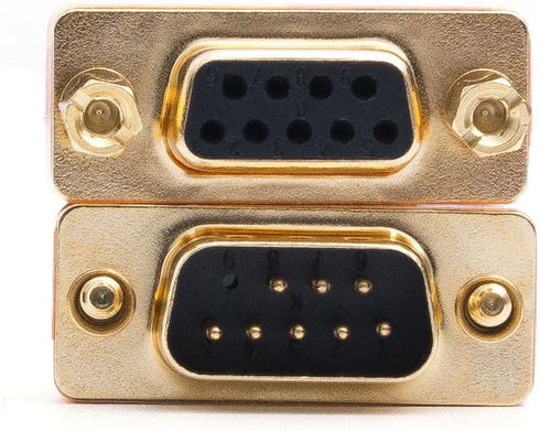 DB9 Null Modem Adapter Male to Female, Slimline Data Transfer Serial Port Adapter, Gold Plated 2 Pack