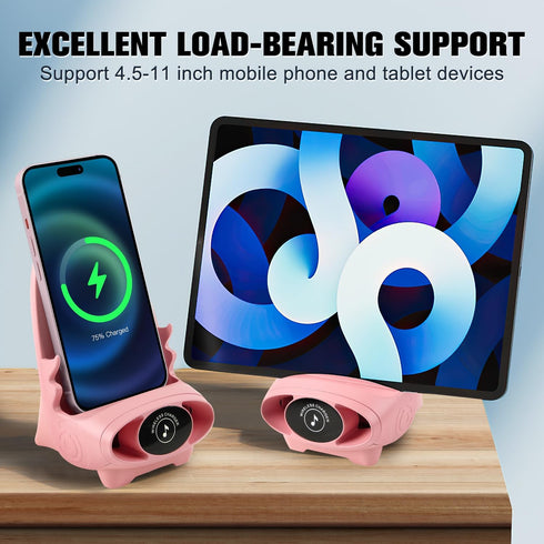 Mini Chair Wireless Fast Charger, Multifunctional Phone Holder Stand, Portable 3 in 1 Cell Phone Stand with Speaker