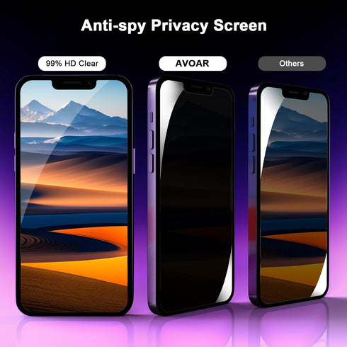 [2+2 Pack Privacy Screen Protector for iPhone 13 with Camera Lens Protector, 6.1 Inch Tempered Full Screen Glass Accessories, Anti-Spy, Bubble Free, Case Friendly