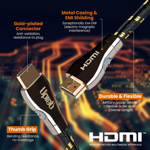 Certified HDMI Cable 6FT (HDMI 2.1 10K 8K) Ultra High Speed HDMI HDR 48Gbps eARC VRR Dolby Atmos Vision for PS5 Xbox