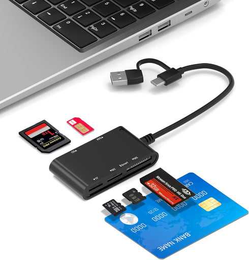 Diliichar 7 in 2 SIM Card Reader for Military CAC, SIM, SD/TF/MS Pro