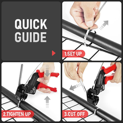 Stainless Steel Cable Tie Gun Set with 150PCS Ties, Special Tool for Fastening and Cutting Metal Cable Ties