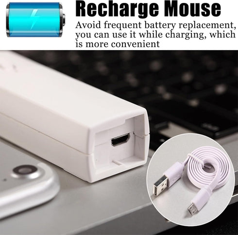 Wireless Bluetooth Mouse, Dual Mode (BT+2.4G) Noiseless Charging Mouse (with Storage Case), 3 Buttons 1200 DPI Ultra-Thin Portable Mini Travel Wireless Mouse for Windows PC Laptops (White)