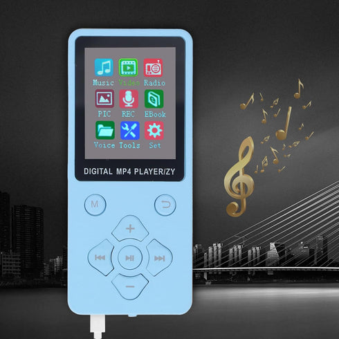 Yunseity MP3 1.8in MP4 10 Bluetooth Player, Portable HiFi Sound Music Player Built in HD Speaker, Color Screen Player