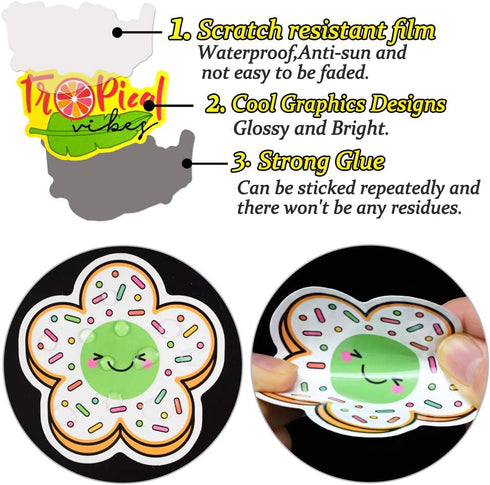 QTL Cute Waterproof Stickers for Girls Vinyl Packs for Water Bottles Hydro Flask Kids Teens 100Pcs