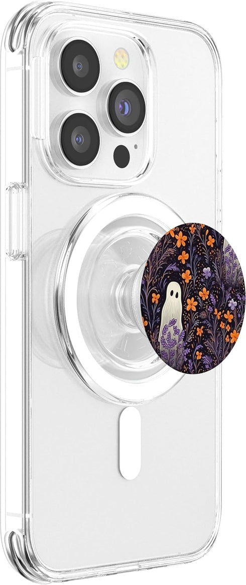 PopSockets MagSafe PopGrip for iPhone - Ghost Halloween Purple Flowers