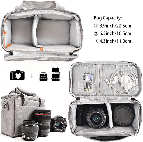 FOSOTO Camera Bag Case with Waterproof Rain Cover, Compatible for Nikon D3500 D5600 D7500 D610 Canon EOS 4000D 2000D
