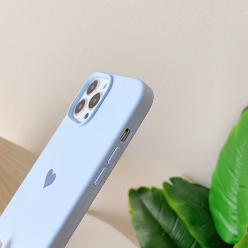 Jmltech Silicone Case for iPhone 13 Pro Max, Slim Blue Heart Design with Soft Microfiber Lining