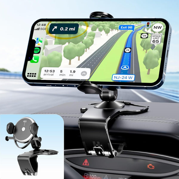 Tirmrin Dashboard Car Phone Holder, Universal 360 Rotation Dash Phone Mount for Car,