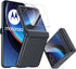 CENMASO Razr Plus Case for Motorola Razr Plus, Slim Shockproof Cover with Hinge Protection & Screen Protector - Black