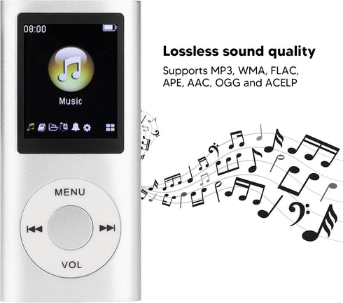 Zopsc MP3 1.8 Inch 64GB, 200mAh Player, Portable Lossless HiFi Music Player with LCD Screen, Memory Card Slot Support