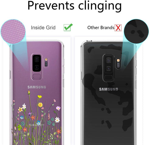 Unov Clear Case for Galaxy S9 Plus, Slim Soft TPU Floral Pattern Protective Back Cover (Flower Bouquet)