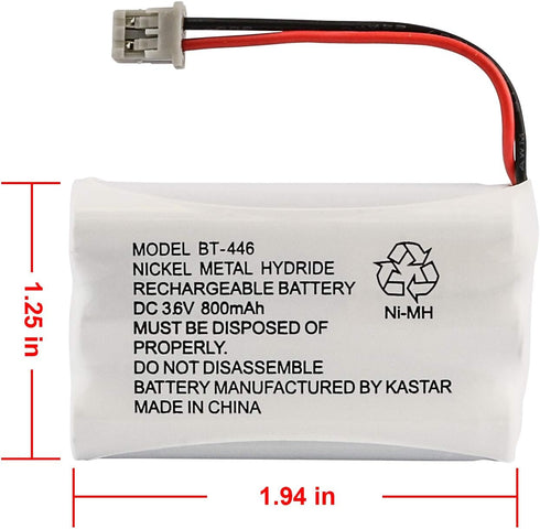 Uniden BBTY0504101 Model BT446 Nickel Metal Hydride Rechargeable Cordless Phone Batteries, Pack of 2