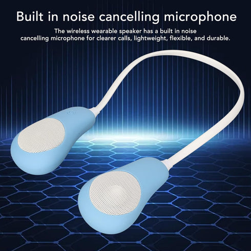Neckband Bluetooth Speaker, Hands Free Wireless Wearable Speaker, True 3D Stereo Sound Around The Neck Speaker, Portable Neck Bluetooth Soundwear for Home Outdoor(Blue)