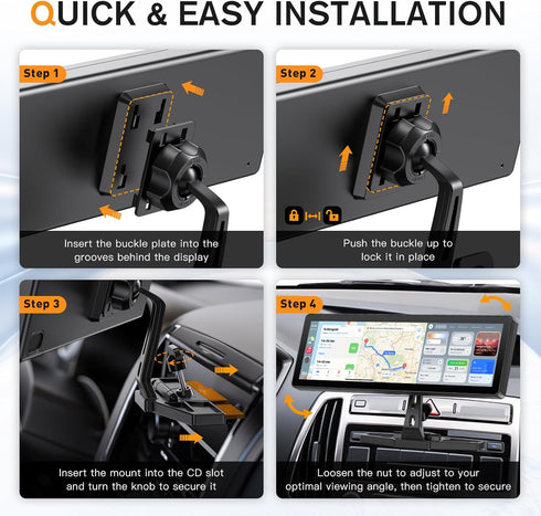 iGoevo 7"10.26" Extended Arm CD Slot CarPlay Screen Mount Higher Viewing Position for Better Visibility, Extra