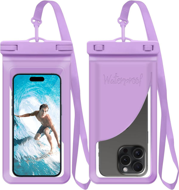 Universal Waterproof Phone Case with Card Holder, Large Dry Bag for iPhone 15/14/13/12 Pro Max/Samsung Galaxy S22 -