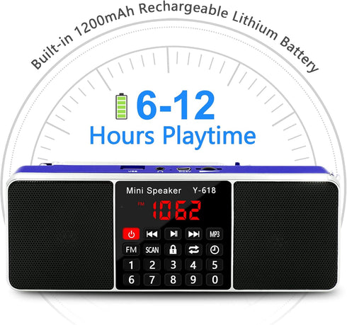 Multifunction Digital FM Radio Media Speaker - MP3 Music Player with TF Card USB Drive, LED Screen Display