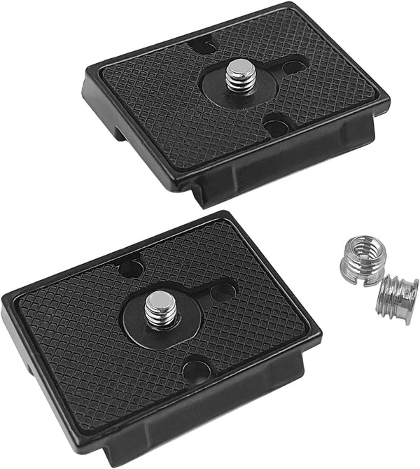 2 Pack Quick Release Plate for Manfrotto 200PL-14 QR Cameras Tripod, 1/4" and 3/8" Screws