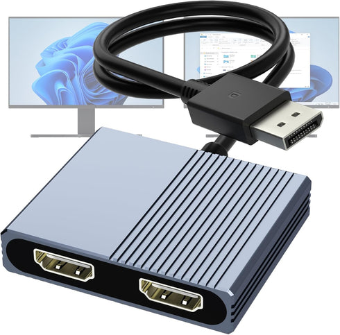 Aibilangose DisplayPort to Dual HDMI Adapter, 4K@60Hz DP to HDMI Splitter Extended Display,