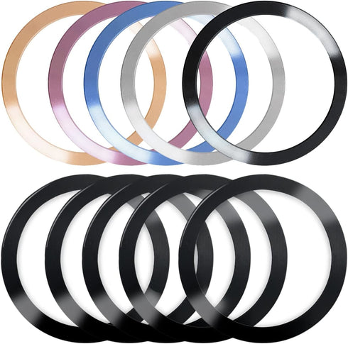 10 Pcs Metal Ring for Magnetic Wireless Charger, 2 Styles, Universal Ultra Thin CD Stripe Round Ring Sticker Conversion