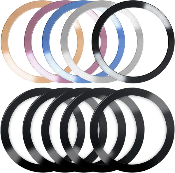 10 Pcs Metal Ring for Magnetic Wireless Charger, 2 Styles, Universal Ultra Thin CD Stripe Round Ring Sticker Conversion
