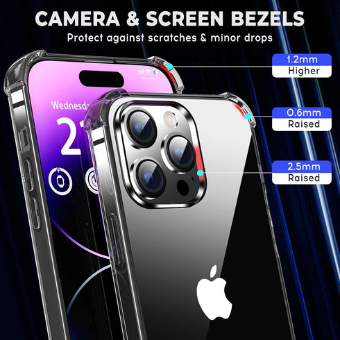 ORIbox iPhone 12 Pro Max Case, Black Crystal Design, Heavy Duty Protection, Clear Camera Protector for All